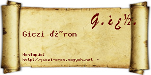 Giczi Áron névjegykártya